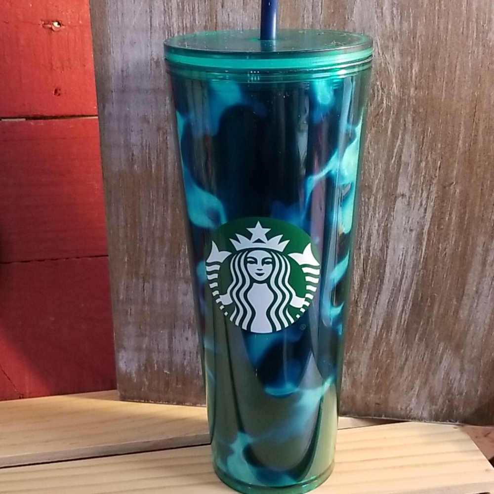 RARE Starbucks teal smokey water 24oz cup